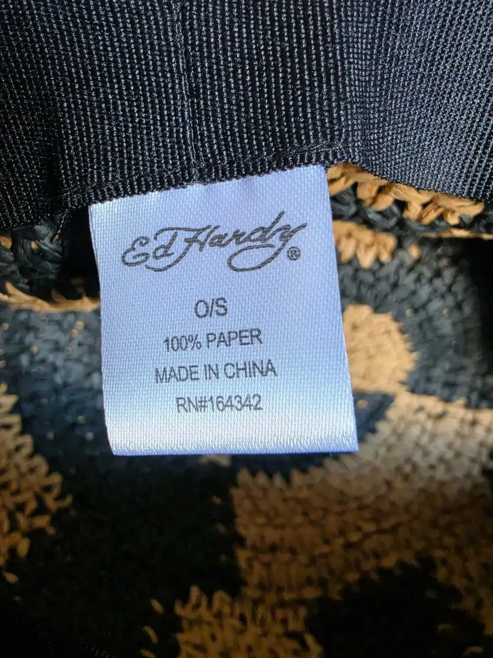 NWOT Ed Hardy Black Brown Paper Crochet Bucket Hat